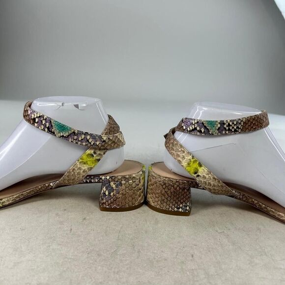 Kate Spade New York Lucia Ankle-Strap Sandals US 9.5 B Lemon Snakeskin Shoes - Picture 7 of 10